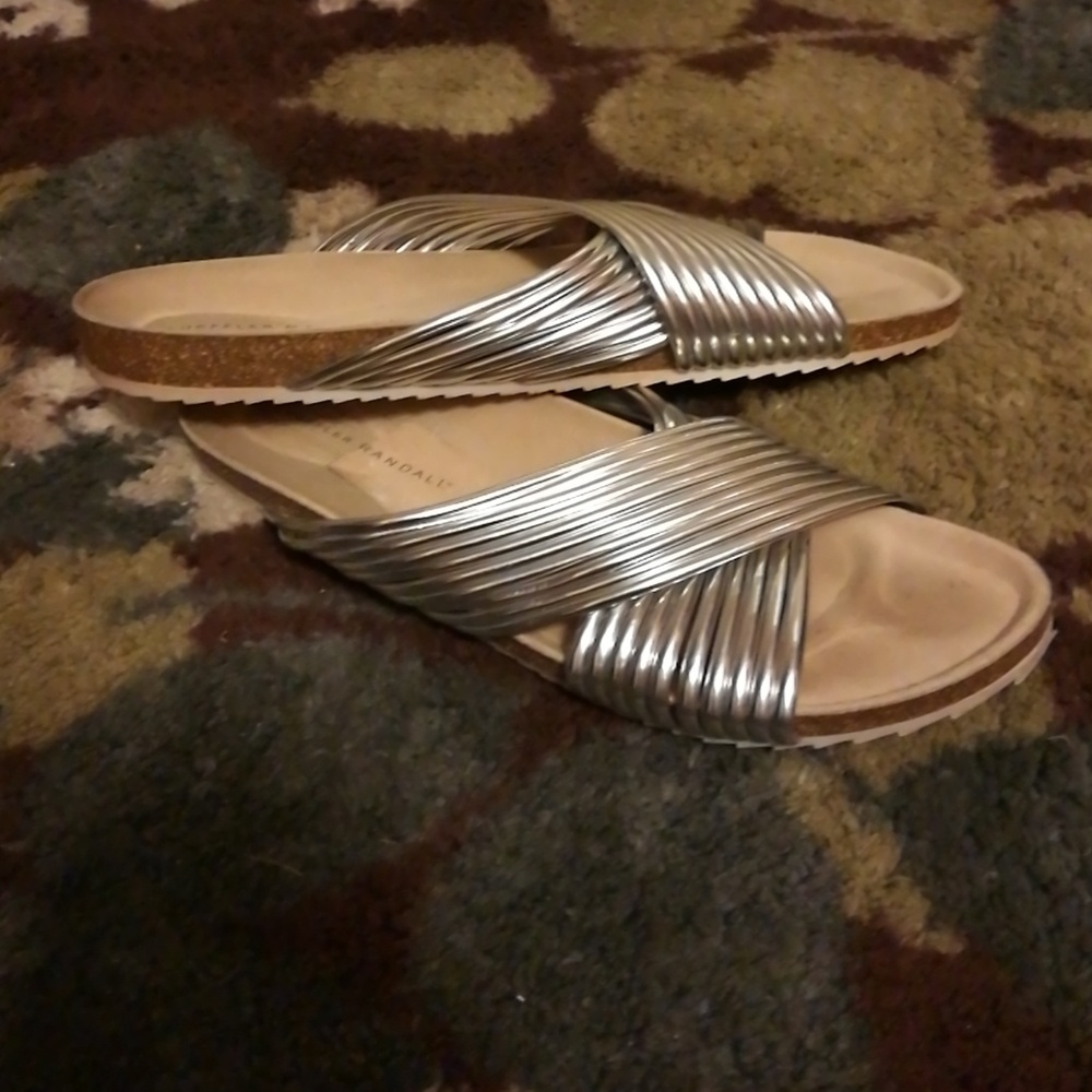 Loeffler Randall slides sandals silver metallic